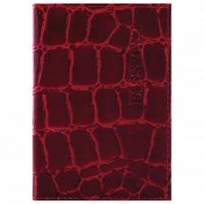 Обложка для паспорта натуральная кожа Croc, "PASSPORT", красная, BRAUBERG, 237180