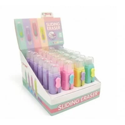 Ластик Yalong "Нежность", синтетический каучук, прямоугольный, выдвижной, пласт. корпус,щеточка