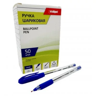 Ручка шариковая INTELLIGENT DF-14 син 1,0мм, трехгранный прозрачный корпус, с резиновым грипом 331110