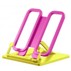Подставка для книг пластиковая ErichKrause Base, Neon Solid, желтый с розовым 58043