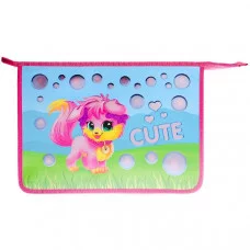 Папка для труда А4 2 отделения молния сверху фольг "Милашки мультяшки" КАНЦБУРГ 81Тр45_1070 077835