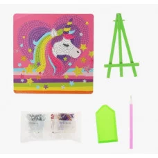 Алмазная мозаика с мольбертом ЯРКИЙ ЕДИНОРОГ, 21х2 M-11971
