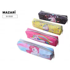 Пенал-косметичка UNICORN, 21.5х6х4.5 см, на молнии, ПВХ, ассорти 4 дизайна, ОПП-упаковка M-9568