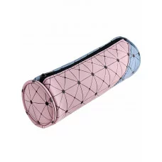 Пенал- тубус РОЗОВЫЙ И ГОЛУБОЙ МАТОВЫЙ (ПН-7554) ломаная ткань