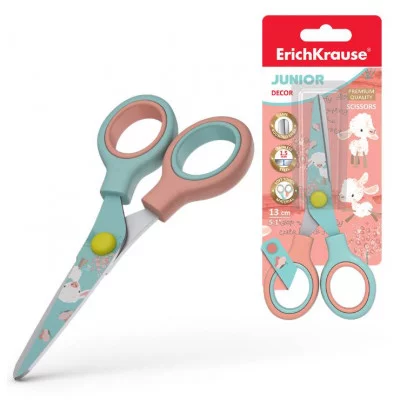Ножницы ErichKrause Junior Decor Curly Sheep, с принтом на лезвиях, 13см  58347