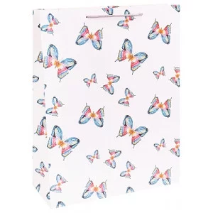 Dream cards Пакет подарочный с мат.лам. 31х42х12см (XL) Серые бабочки, 210 г ПКП-2641