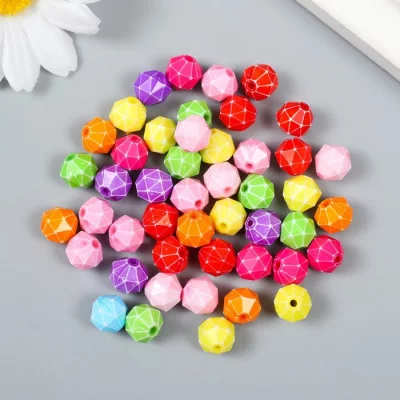 Бусины для творчества пластик "Ромбики с гранями" цветные набор 25 гр 1х1х1 см   9284091