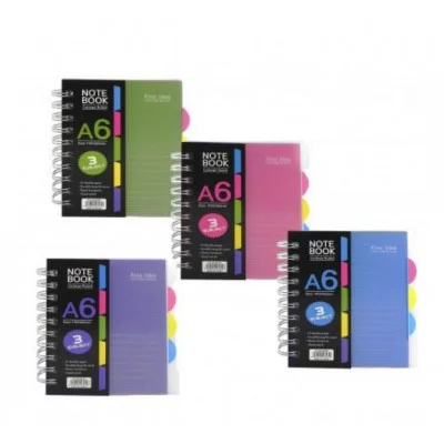 Записная книжка А6, Alingar, гребень, пластиковая обложка, с разделителями, ассорти, клетка, 120 л. Ретро тона AL10565