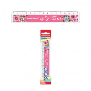 Линейка с выемкой пластиковая ErichKrause® Flower Scooter, 15см, во флоупаке 55484