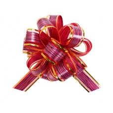 Бант-шар Красивый узор, 5 см, красный с золотой окантовкой (полипропилен, органза) БЛ-6875