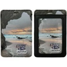 Обложка для проездного билета DC-809 черная "Побережье" 2 кармана, А7, гладкая экокожа 329919