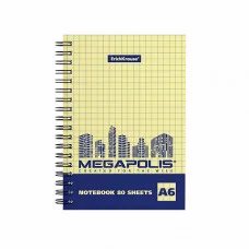 Тетрадь общая на спирали ErichKrause® MEGAPOLIS® Yellow Concept, А6, 80 листов, клетка, желтый внутренний блок 49802