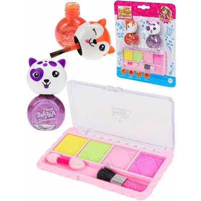 Набор детской косметики "Кошечка" (тени, лак для ногтей, апплик, кисть, цвет микс)  ( Арт. КС-5223)