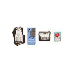 Закладки магнитные для книг, 4шт., MESHU "Funny cat", ламинация с блестками 365934