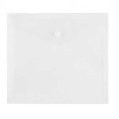 Папка-конверт на кнопке СТАММ А5+, 150мкм, пластик, прозрачная, бесцветная 343174