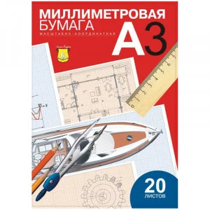 Бумага масштабно-координатная Лилия Холдинг, А3 20л. голубая, в папке Холдинг 149520