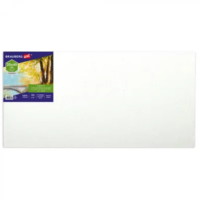 Холст на МДФ BRAUBERG ART CLASSIC, 20*40см, грунтованный, 100% хлопок, мелкое зерно, 191671