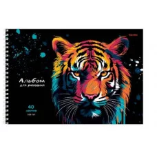 Альбом для рисования А4 40л. ПОРТРЕТЫ ЗВЕРЕЙ (40-5914) гребень, офсет 40-5914