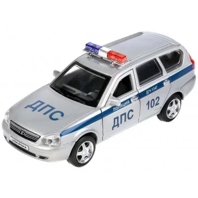 Машина металл свет-звук LADA PRIORA ПОЛИЦИЯ 12см,двер,Багаж, РRIОRАWАG-12SLР