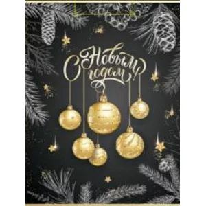 Dream cards Пакет подарочный с мат.лам.и тис.фол.26х32х10см(L)Золотистые шары,190г(соб.раз.)ПКП-6684
