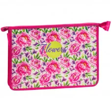 Папка для тетрадей 1 отд., А4, ArtSpace "Цветочные мотивы", пластик-картон,конгрев,блестки,на молнии Спейс 272772