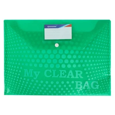 Папка-конверт на кнопке А4 160мкм зелёная DV-0371FC-GN
