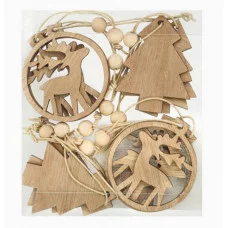 Новогоднее украшение. Набор деревянных подвесок "Праздник минимализма" 6*5,5см 12шт./сэт НУ-8218