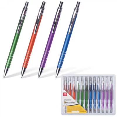 Ручка шариковая BRAUBERG бизнес-класса, "Gentleman", корпус ассорти, серебр.дет., 1мм,141426, синяя