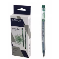 Ручка гелевая Alingar, "Jumbo GeL", 0,5 мм, зеленая, игольчатый наконечник, трехгранный, прозрачный, пластиковый корпус AL849/GR