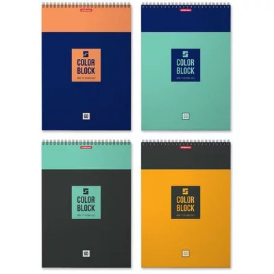 Блокнот на спирали ErichKrause® Color Block, А4, 60 листов, клетка 49685