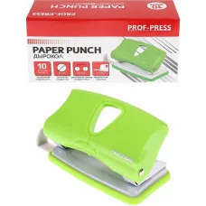 Дырокол (ДР-2775), на 10л., пластик./к в карт. коробке, зеленый ДР-2775