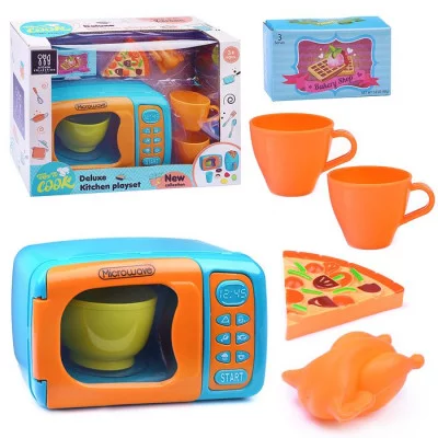 Набор бытовой техники Микроволновка с продуктами и чайными чашечками, в коробке 623A