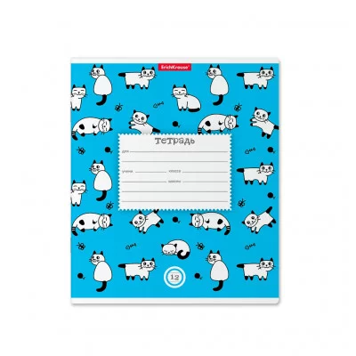 Тетрадь 12л линейка мелов "Cats" голубая ERICH KRAUSE 46531 022800