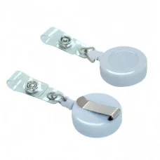 Держатель для бейджа круглый, рулетка, петля, белый Т-543 WT 326335