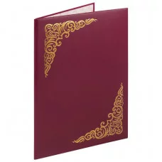 Папка адресная бумвинил с виньеткой, формат А4, бордовая, индивидуальная упаковка, STAFF, 129575