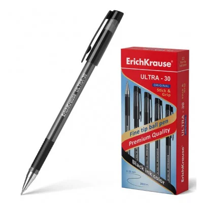 Ручка шариковая ErichKrause ULTRA-30 Stick&Grip Original 0.7, Super Glide Technology, цвет чернил черный  55393