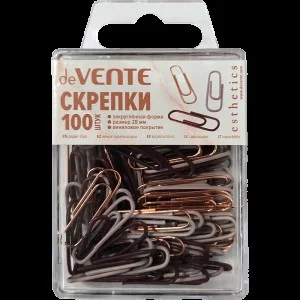 Скрепки 28 мм 100 шт "deVENTE. Esthetics" овальные, металлические в пластиковой коробке, ассорти 3 ц 4135512