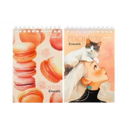 БЛОКНОТ А6 40л. на гребне ПЕРСИКОВЫЙ ПУХ (40-6975) ассорти, цвет.мелов.обл, офсет, клетка 40-6975