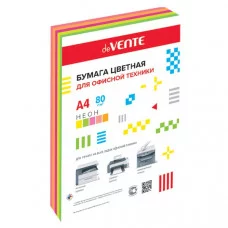 Бумага цветная А4 80г/м2 MIX неон 500л 5цв*100л DEVENTE 2072708 461037