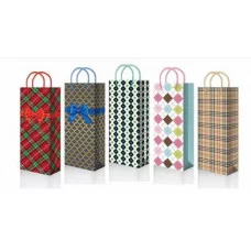 Пакет подарочный бумажный под бутылку Ромбы 12,3*36,2*7,8 1610