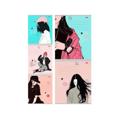 TМ"Profit"Тетрадь КЛЕТКА 24л. МОДНЫЕ ДЕВУШКИ - 1 (24-2299) обл.-мелов. картон.  241902