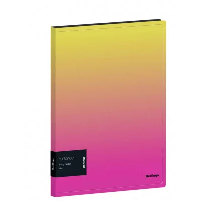 Папка на 4 кольцах Berlingo "Radiance", 24мм, 600мкм, D-кольца, с внутр. карманом, желтый/розовый градиент 299486