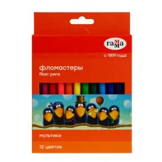 Фломастеры Гамма "Мультики", 12цв., смываемые, картон. упак., европодвес 356540