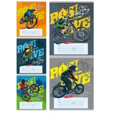 Тетрадь КЛЕТКА 18л. РИСУНОК ВЕЛОСИПЕДИСТА (Т18-2366) цвет.мелов.обл. Т18-2366