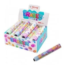 Ластик Yalong "Монстрики", синтетический каучук, ПВХ, цилиндрический, цвет ассорти, 105х15 мм