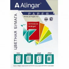 Бумага цветная для офиса А4, 50л., Интенсив "Зелёный ", Alingar, 70г/м2, пленка т/у AL12854