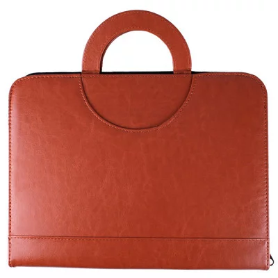 Папка бизнес-органайзер к/з 33х25см +калькулятор+блок А4, с ручками (коричневый) DV-11492