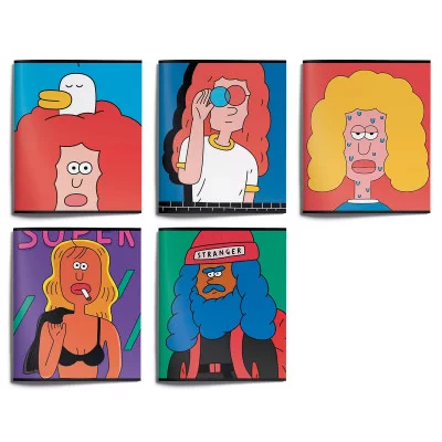 Тетрадь 48 л. А5 лин. скреп. офс. LOREX CARTOON STRANGERS мел. карт. двойная обложка запечатка форзаца, soft touch 249067