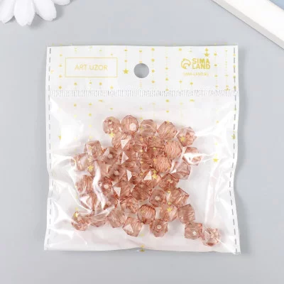 Бусины пластик "Кристалл многогранник. Кофейный" прозрачный набор 20 гр 1х1х1 см   9431103