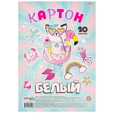 Картон белый А4 20л. СТРАННЫЙ КОТИК-1 20-4408